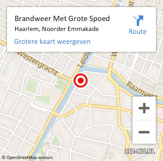 Locatie op kaart van de 112 melding: Brandweer Met Grote Spoed Naar Haarlem, Noorder Emmakade op 29 maart 2023 21:23