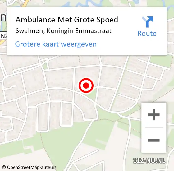 Locatie op kaart van de 112 melding: Ambulance Met Grote Spoed Naar Swalmen, Koningin Emmastraat op 29 maart 2023 21:46