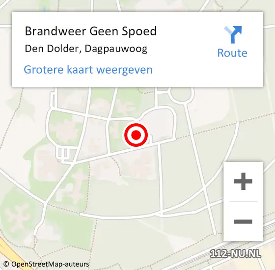 Locatie op kaart van de 112 melding: Brandweer Geen Spoed Naar Den Dolder, Dagpauwoog op 29 maart 2023 22:40