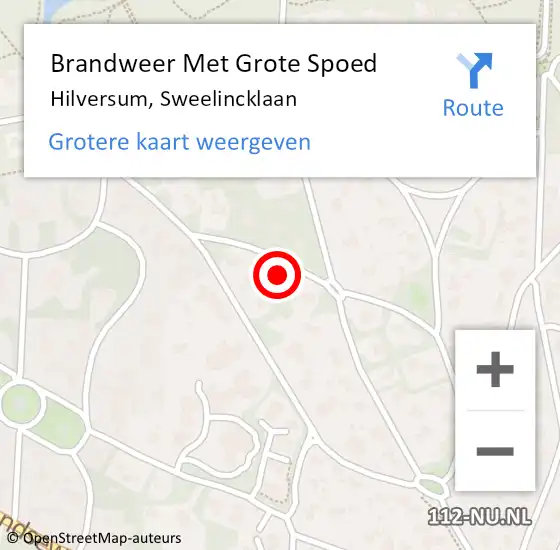 Locatie op kaart van de 112 melding: Brandweer Met Grote Spoed Naar Hilversum, Sweelincklaan op 29 maart 2023 22:40