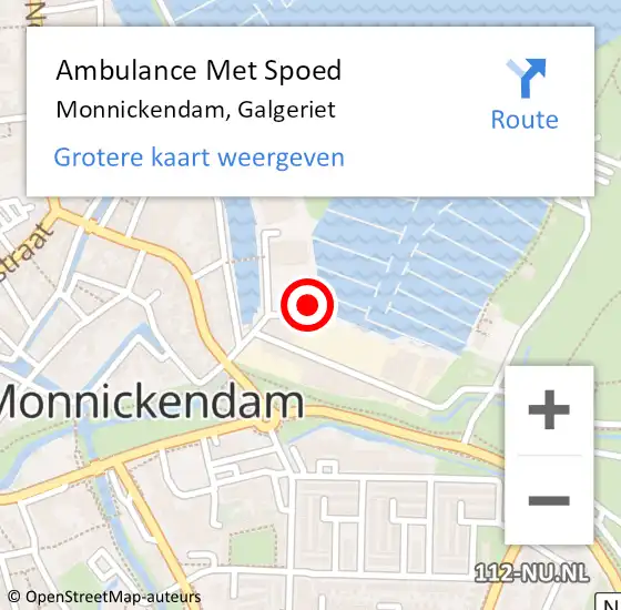 Locatie op kaart van de 112 melding: Ambulance Met Spoed Naar Monnickendam, Galgeriet op 29 maart 2023 22:43