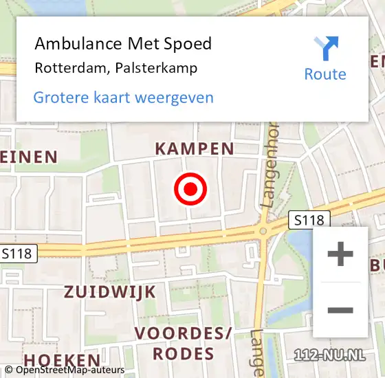 Locatie op kaart van de 112 melding: Ambulance Met Spoed Naar Rotterdam, Palsterkamp op 29 maart 2023 22:50