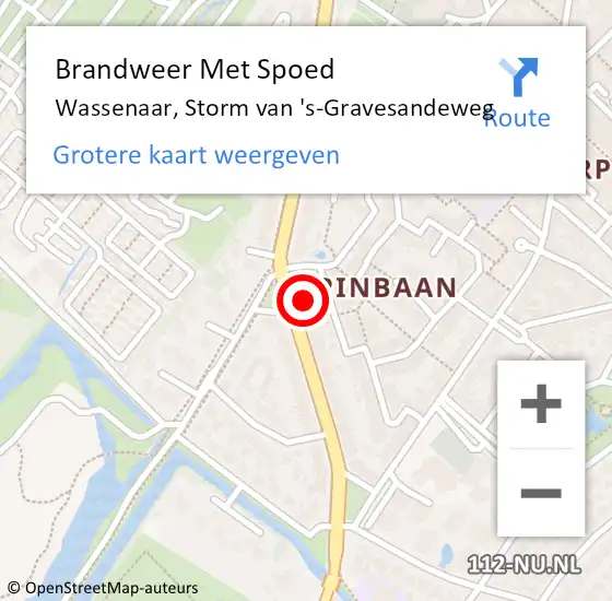 Locatie op kaart van de 112 melding: Brandweer Met Spoed Naar Wassenaar, Storm van 's-Gravesandeweg op 29 maart 2023 23:02