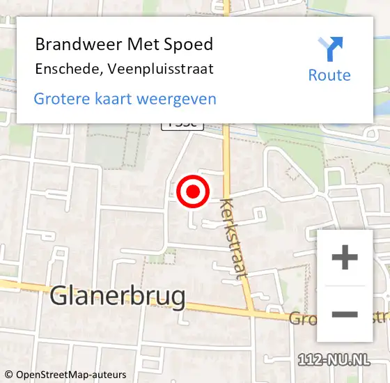 Locatie op kaart van de 112 melding: Brandweer Met Spoed Naar Enschede, Veenpluisstraat op 29 maart 2023 23:02