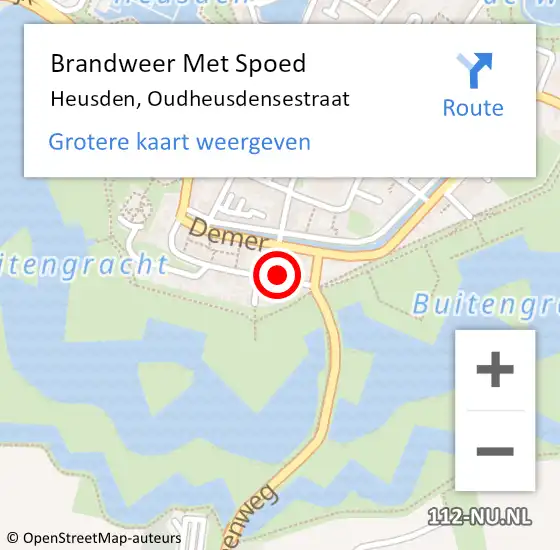 Locatie op kaart van de 112 melding: Brandweer Met Spoed Naar Heusden, Oudheusdensestraat op 29 maart 2023 23:08