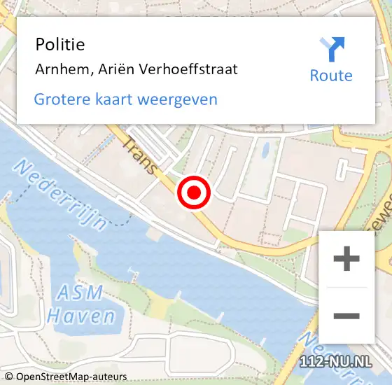 Locatie op kaart van de 112 melding: Politie Arnhem, Ariën Verhoeffstraat op 29 maart 2023 23:47