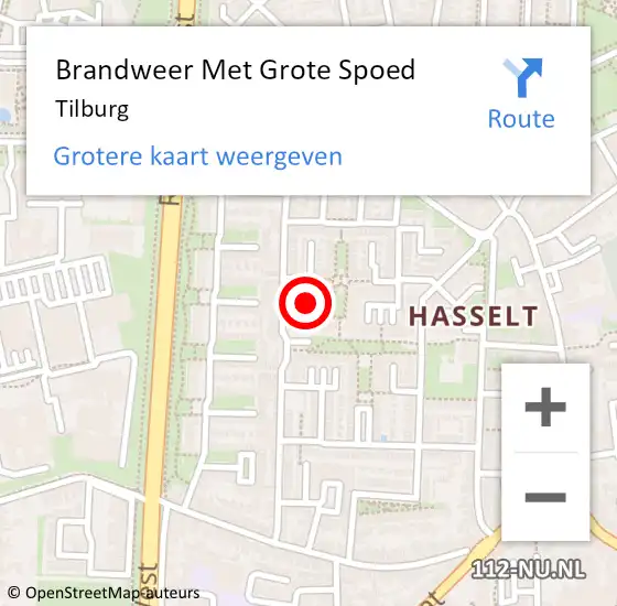 Locatie op kaart van de 112 melding: Brandweer Met Grote Spoed Naar Tilburg op 30 maart 2023 00:20