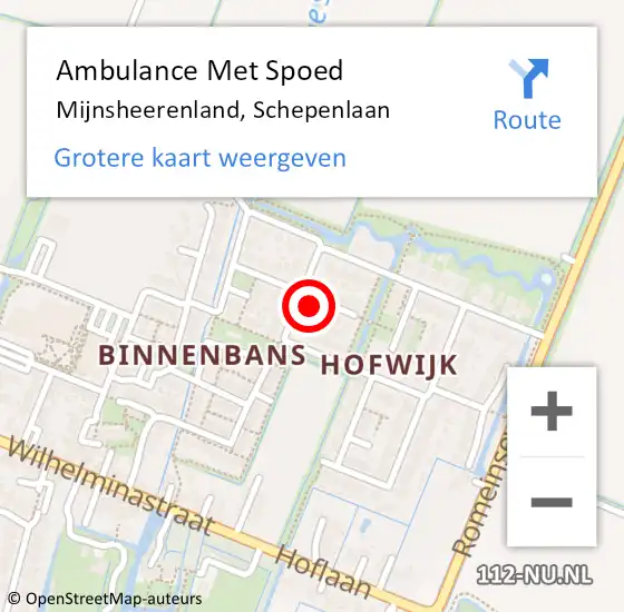 Locatie op kaart van de 112 melding: Ambulance Met Spoed Naar Mijnsheerenland, Schepenlaan op 30 maart 2023 00:35