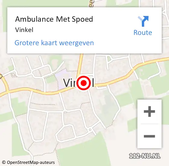 Locatie op kaart van de 112 melding: Ambulance Met Spoed Naar Vinkel op 30 maart 2023 01:12
