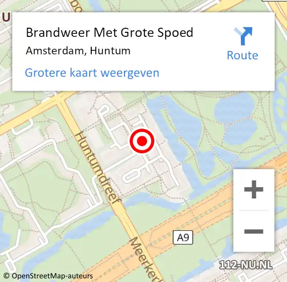 Locatie op kaart van de 112 melding: Brandweer Met Grote Spoed Naar Amsterdam, Huntum op 30 maart 2023 01:13