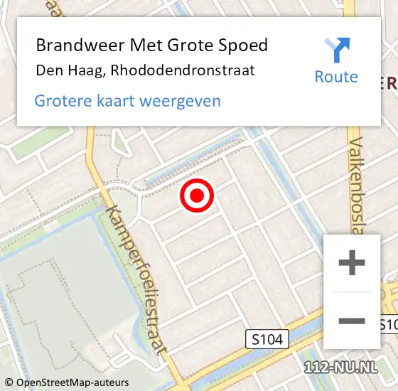Locatie op kaart van de 112 melding: Brandweer Met Grote Spoed Naar Den Haag, Rhododendronstraat op 30 maart 2023 01:19