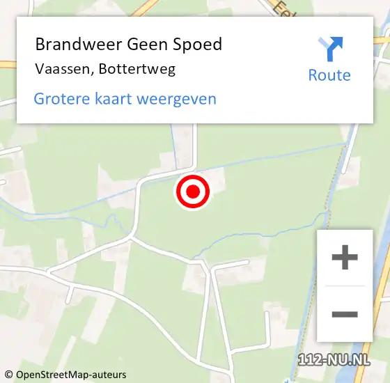 Locatie op kaart van de 112 melding: Brandweer Geen Spoed Naar Vaassen, Bottertweg op 30 maart 2023 02:09