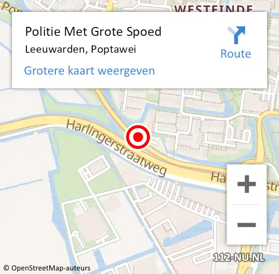 Locatie op kaart van de 112 melding: Politie Met Grote Spoed Naar Leeuwarden, Poptawei op 30 maart 2023 02:59