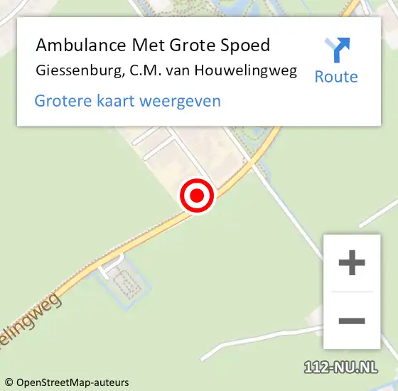 Locatie op kaart van de 112 melding: Ambulance Met Grote Spoed Naar Giessenburg, C.M. van Houwelingweg op 30 maart 2023 03:52