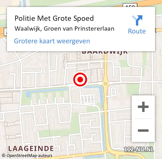 Locatie op kaart van de 112 melding: Politie Met Grote Spoed Naar Waalwijk, Groen van Prinstererlaan op 30 maart 2023 06:44