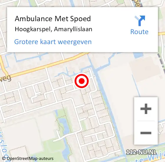 Locatie op kaart van de 112 melding: Ambulance Met Spoed Naar Hoogkarspel, Amaryllislaan op 30 maart 2023 06:48