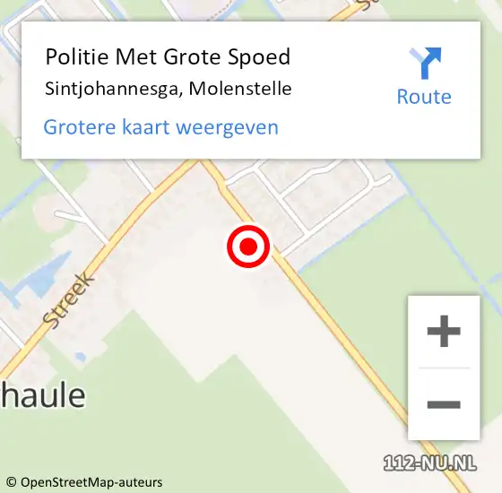 Locatie op kaart van de 112 melding: Politie Met Grote Spoed Naar Sintjohannesga, Molenstelle op 30 maart 2023 08:16