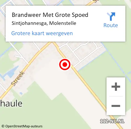 Locatie op kaart van de 112 melding: Brandweer Met Grote Spoed Naar Sintjohannesga, Molenstelle op 30 maart 2023 08:17