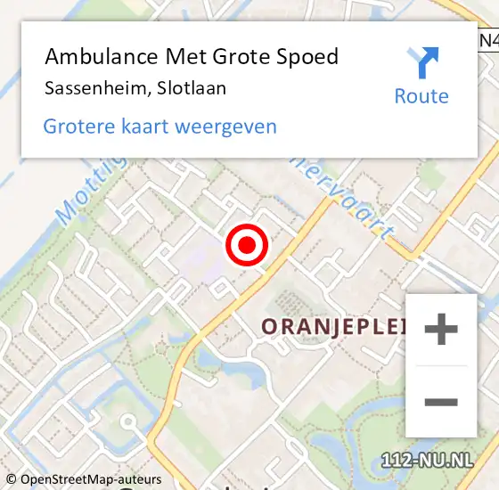 Locatie op kaart van de 112 melding: Ambulance Met Grote Spoed Naar Sassenheim, Slotlaan op 30 maart 2023 09:06