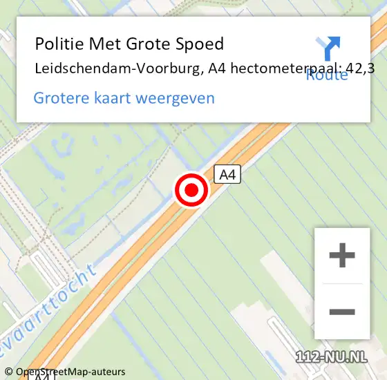 Locatie op kaart van de 112 melding: Politie Met Grote Spoed Naar Leidschendam-Voorburg, A4 hectometerpaal: 42,3 op 30 maart 2023 09:17