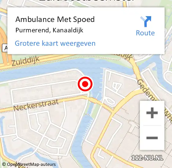 Locatie op kaart van de 112 melding: Ambulance Met Spoed Naar Purmerend, Kanaaldijk op 30 maart 2023 09:18