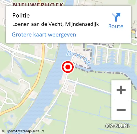 Locatie op kaart van de 112 melding: Politie Loenen aan de Vecht, Mijndensedijk op 30 maart 2023 09:38
