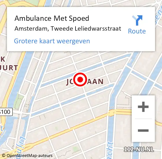 Locatie op kaart van de 112 melding: Ambulance Met Spoed Naar Amsterdam, Tweede Leliedwarsstraat op 30 maart 2023 09:44