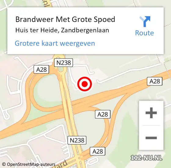 Locatie op kaart van de 112 melding: Brandweer Met Grote Spoed Naar Huis ter Heide, Zandbergenlaan op 30 maart 2023 09:50