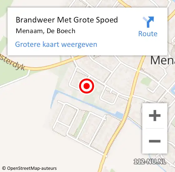 Locatie op kaart van de 112 melding: Brandweer Met Grote Spoed Naar Menaam, De Boech op 30 maart 2023 10:03