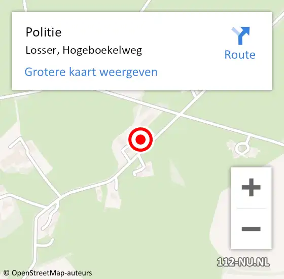 Locatie op kaart van de 112 melding: Politie Losser, Hogeboekelweg op 30 maart 2023 10:05