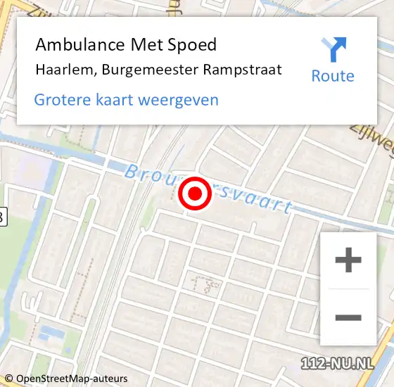 Locatie op kaart van de 112 melding: Ambulance Met Spoed Naar Haarlem, Burgemeester Rampstraat op 30 maart 2023 10:31