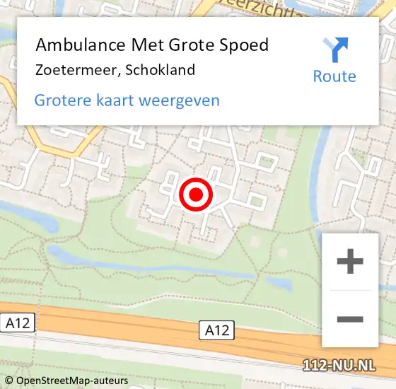 Locatie op kaart van de 112 melding: Ambulance Met Grote Spoed Naar Zoetermeer, Schokland op 30 maart 2023 10:37