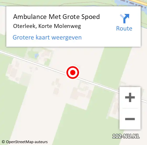 Locatie op kaart van de 112 melding: Ambulance Met Grote Spoed Naar Oterleek, Korte Molenweg op 30 maart 2023 10:53