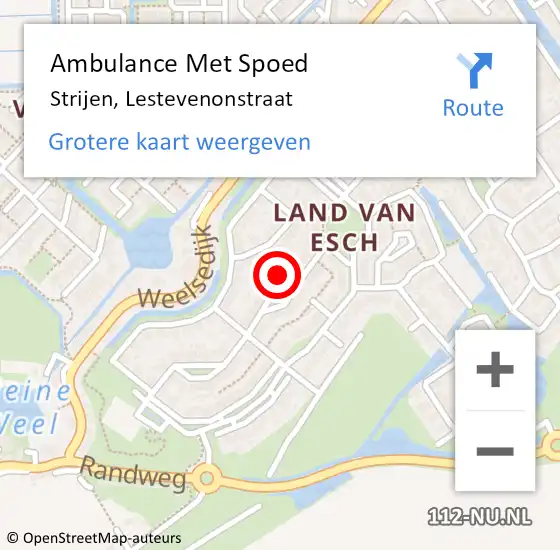 Locatie op kaart van de 112 melding: Ambulance Met Spoed Naar Strijen, Lestevenonstraat op 30 maart 2023 11:06