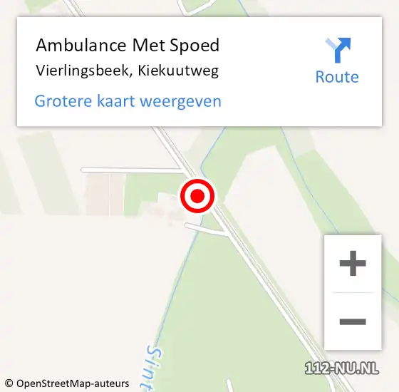Locatie op kaart van de 112 melding: Ambulance Met Spoed Naar Vierlingsbeek, Kiekuutweg op 20 augustus 2014 16:19