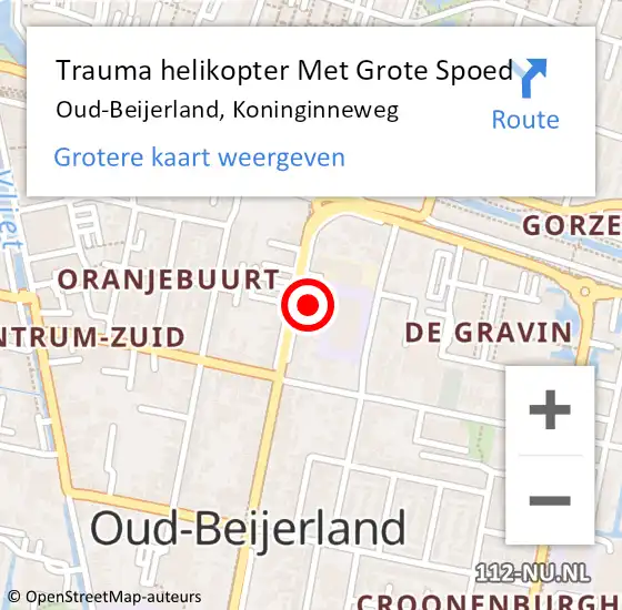 Locatie op kaart van de 112 melding: Trauma helikopter Met Grote Spoed Naar Oud-Beijerland, Koninginneweg op 30 maart 2023 11:20