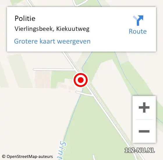 Locatie op kaart van de 112 melding: Politie Vierlingsbeek, Kiekuutweg op 20 augustus 2014 16:22