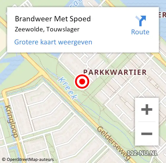 Locatie op kaart van de 112 melding: Brandweer Met Spoed Naar Zeewolde, Touwslager op 30 maart 2023 11:50