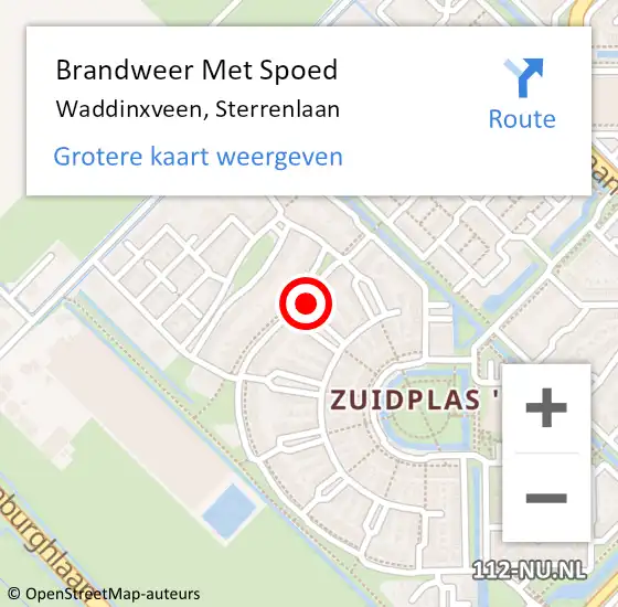 Locatie op kaart van de 112 melding: Brandweer Met Spoed Naar Waddinxveen, Sterrenlaan op 30 maart 2023 12:11