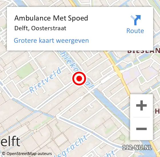 Locatie op kaart van de 112 melding: Ambulance Met Spoed Naar Delft, Oosterstraat op 30 maart 2023 12:34