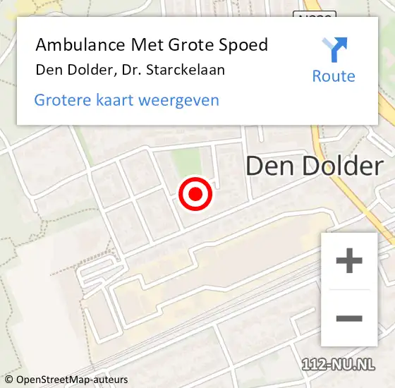 Locatie op kaart van de 112 melding: Ambulance Met Grote Spoed Naar Den Dolder, Dr. Starckelaan op 20 augustus 2014 16:30