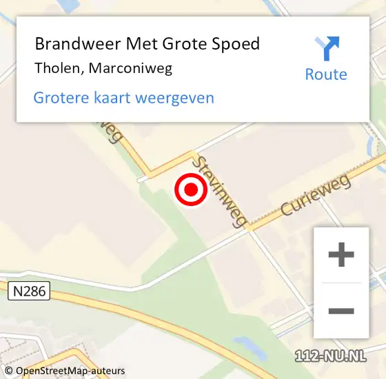 Locatie op kaart van de 112 melding: Brandweer Met Grote Spoed Naar Tholen, Marconiweg op 30 maart 2023 12:55