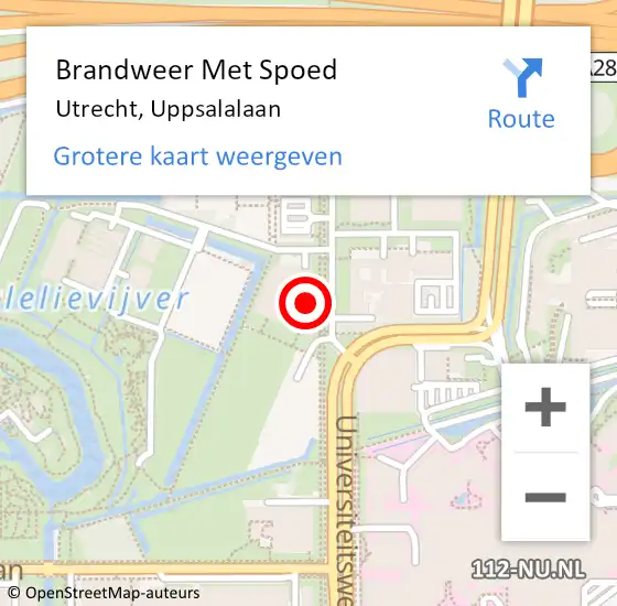 Locatie op kaart van de 112 melding: Brandweer Met Spoed Naar Utrecht, Uppsalalaan op 30 maart 2023 12:56