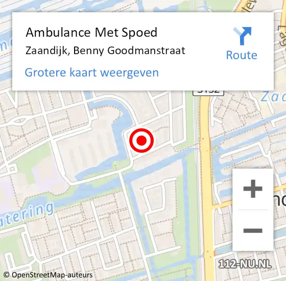 Locatie op kaart van de 112 melding: Ambulance Met Spoed Naar Zaandijk, Benny Goodmanstraat op 30 maart 2023 13:00