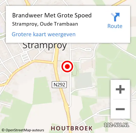 Locatie op kaart van de 112 melding: Brandweer Met Grote Spoed Naar Stramproy, Oude Trambaan op 30 maart 2023 13:02