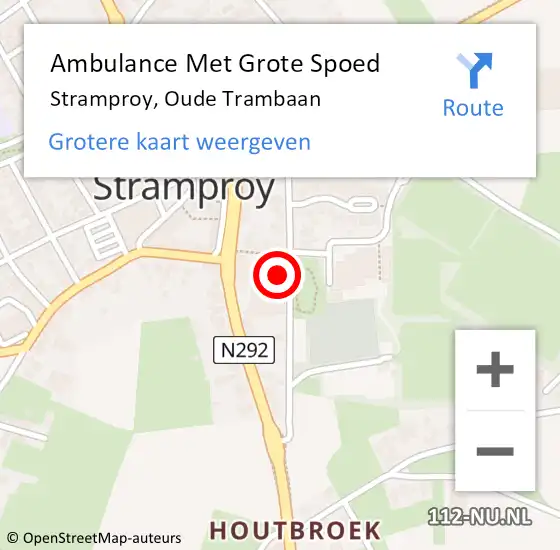 Locatie op kaart van de 112 melding: Ambulance Met Grote Spoed Naar Stramproy, Oude Trambaan op 30 maart 2023 13:05