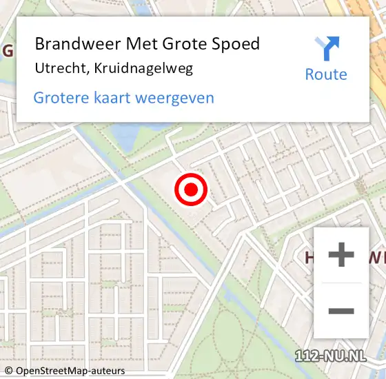 Locatie op kaart van de 112 melding: Brandweer Met Grote Spoed Naar Utrecht, Kruidnagelweg op 30 maart 2023 13:25