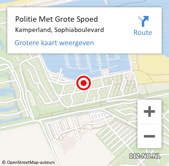 Locatie op kaart van de 112 melding: Politie Met Grote Spoed Naar Kamperland, Sophiaboulevard op 30 maart 2023 13:31