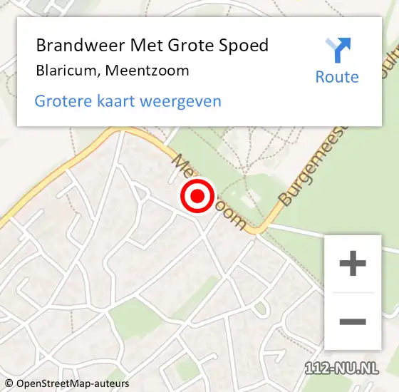 Locatie op kaart van de 112 melding: Brandweer Met Grote Spoed Naar Blaricum, Meentzoom op 30 maart 2023 13:37