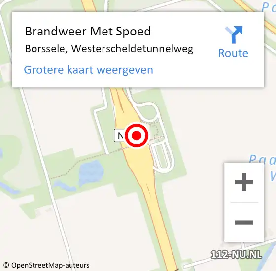 Locatie op kaart van de 112 melding: Brandweer Met Spoed Naar Borssele, Westerscheldetunnelweg op 30 maart 2023 13:53